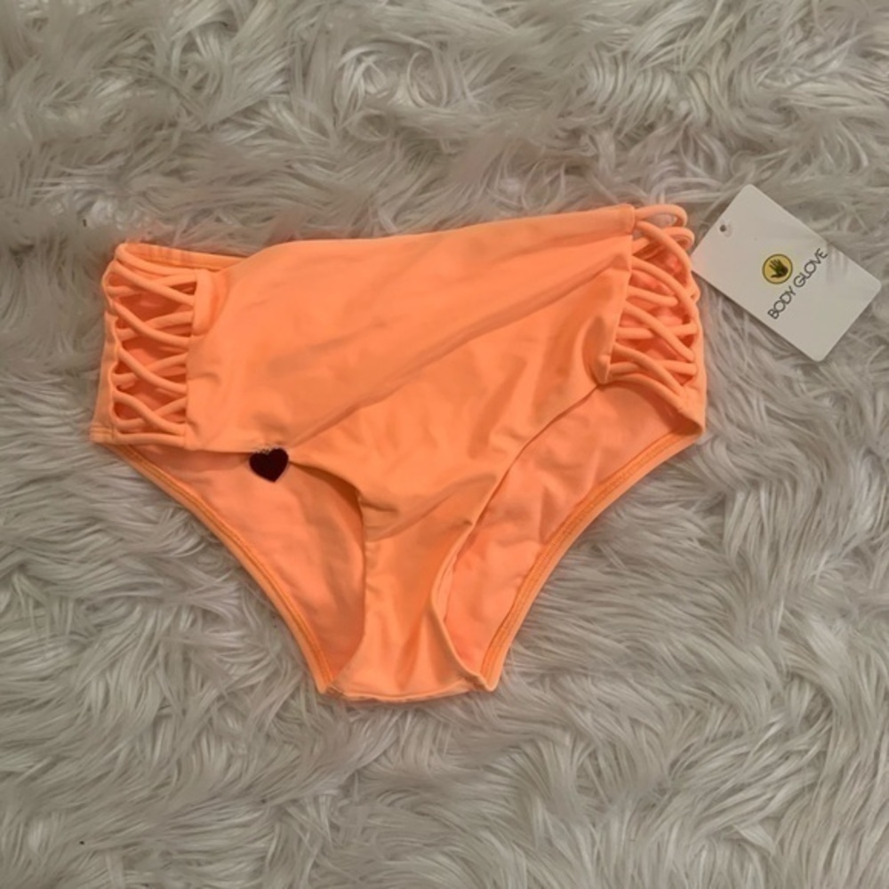 Neon‎ Orange High waist cut out bikini bottom XS